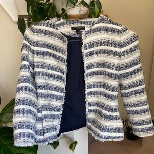 Ann Taylor Navy and White Striped Jacket